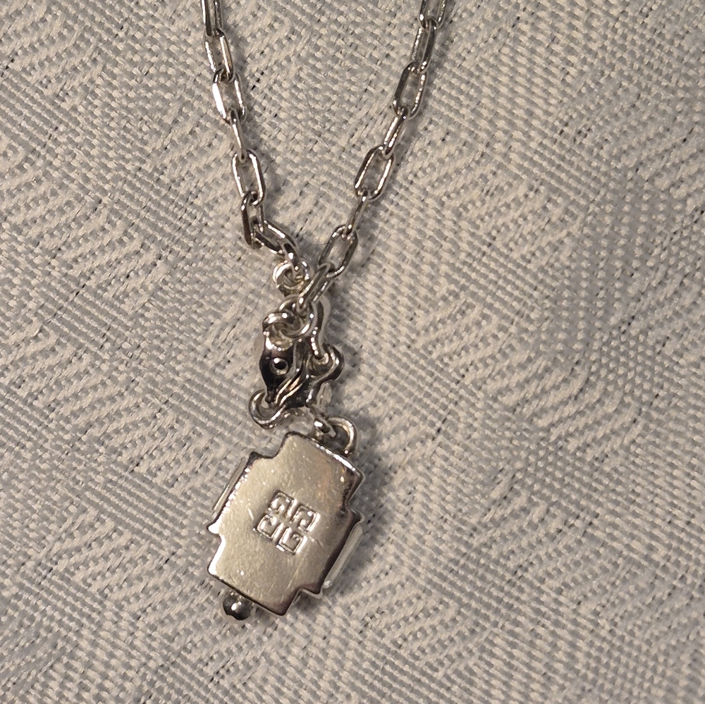 Silver Givenchy Chain Necklace With Crystal Pendant. - Picture 3 of 6